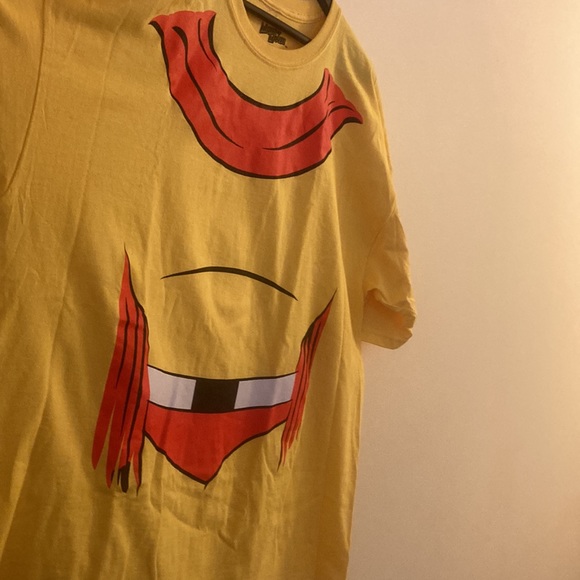 Men’s Mighty Mouse 2XL T-Shirt Costume New Unworn ❤️💛 🐭 100% Cotton - Picture 3 of 7